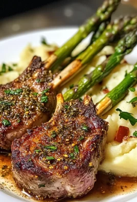 Herb-Crusted Lamb Chops with Mashed Potatoes and Asparagus