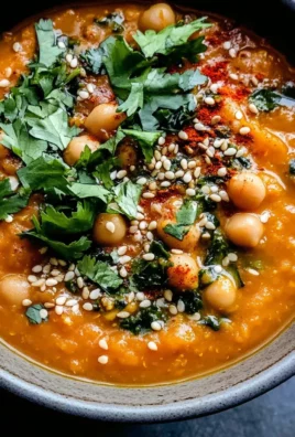 Sweet Potato Soup with Red Lentils and Chickpeas