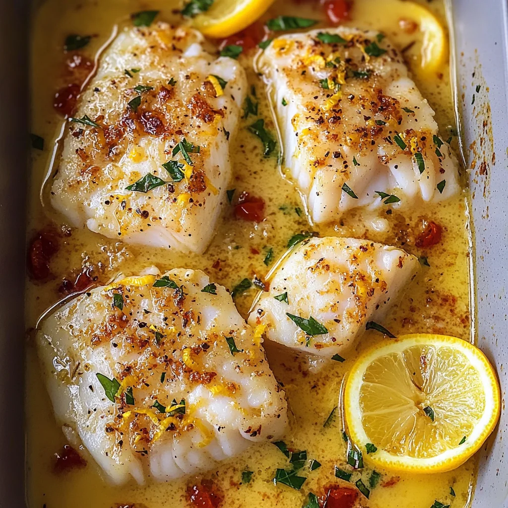 Tasty Baked Cod in Coconut Lemon Cream Sauce