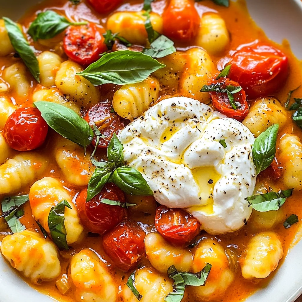 30 Minute Creamy Tomato Gnocchi with Burrata
