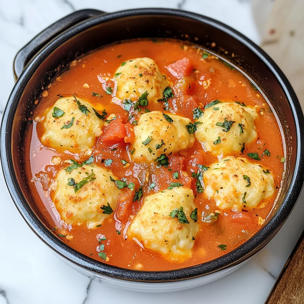 Best Tomato Soup with Cheddar Bay Dumplings