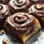 Chocolate Cinnamon Rolls with Hazelnut Icing