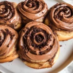 Chocolate cinnamon rolls with chocolate cream cheese frosting