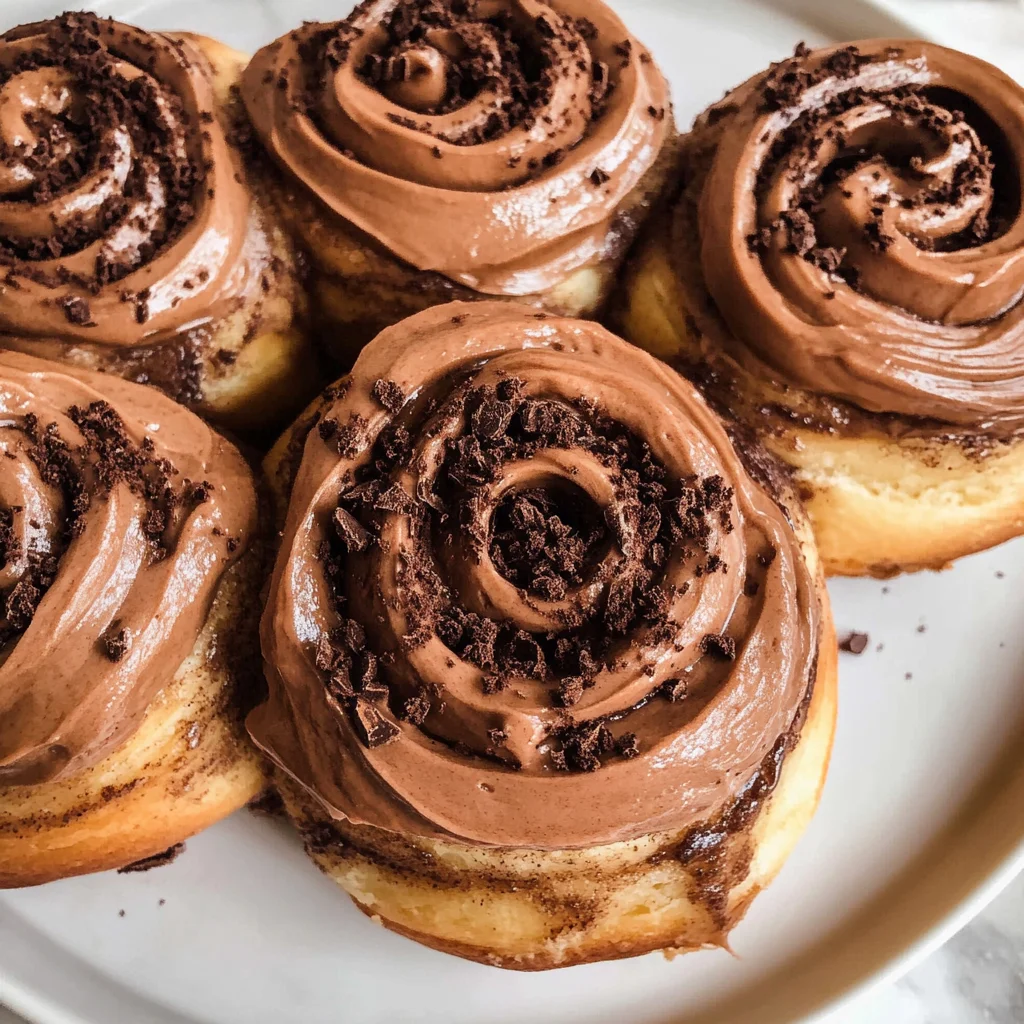 Chocolate cinnamon rolls with chocolate cream cheese frosting