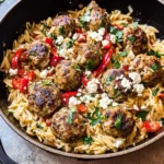 Greek Meatballs and Orzo Skillet
