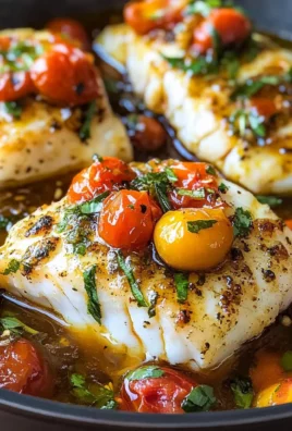 Pan-Seared Cod in White Wine Tomato Basil Sauce