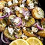 Quick smashed Greek potatoes with feta and rosemary