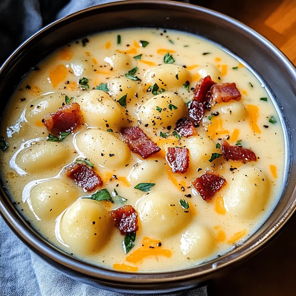 turkey Bacon Cheddar Gnocchi Soup