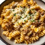 Beef and Rotini in Garlic Parmesan Sauce