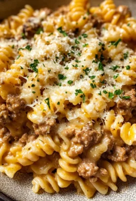 Beef and Rotini in Garlic Parmesan Sauce