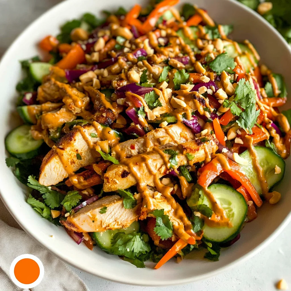 Crunchy Thai Chicken Salad with Peanut Dressing