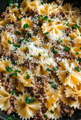 Garlic Butter Bowtie Pasta with Ground Beef Recipe