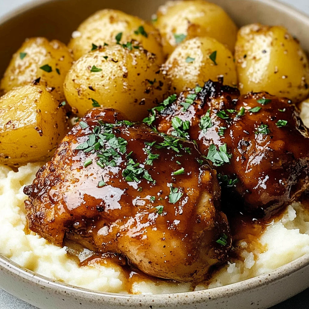Honey Bbq Chicken & Creamy Garlic Parmesan Potatoes