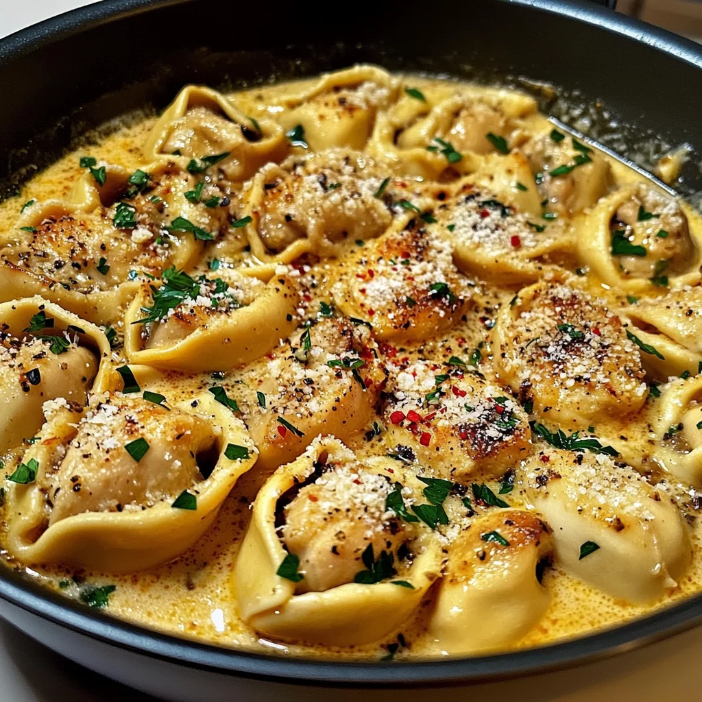 One-Pot Spicy Garlic Butter Chicken Tortellini