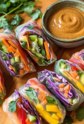 Rainbow Spring Rolls with Ginger Peanut Sauce