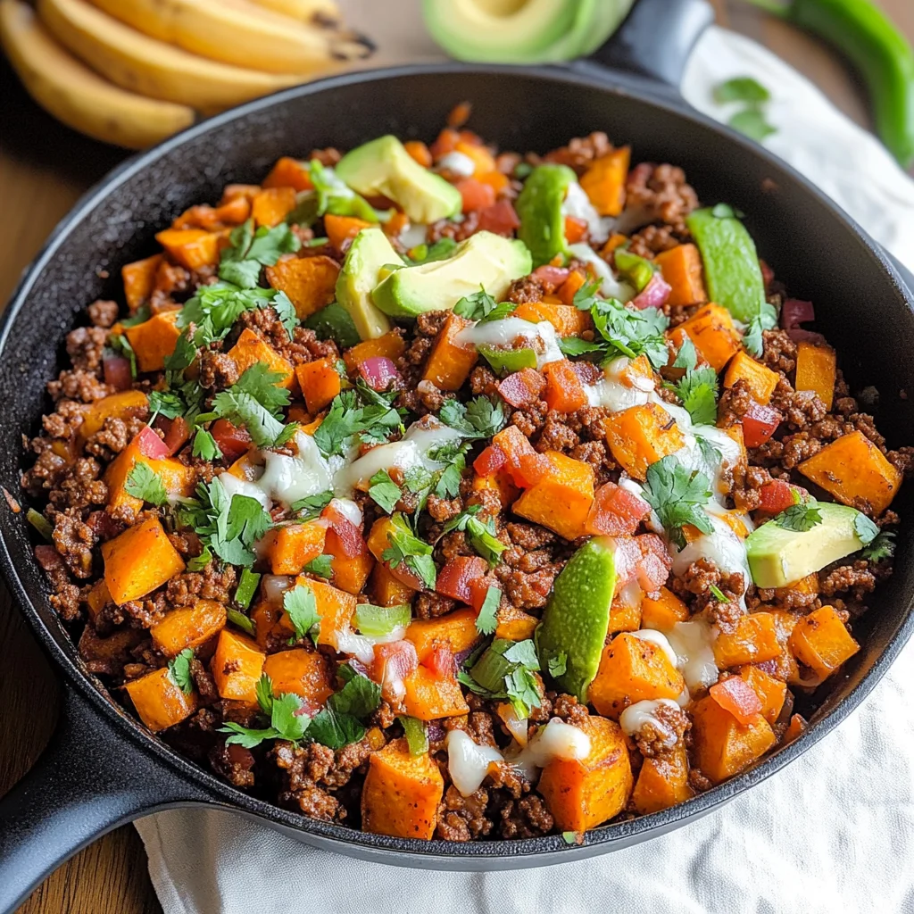 Southwestern Ground Beef Sweet Potato Skillet