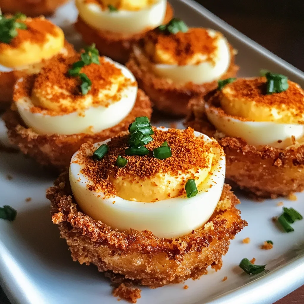 Cajun Style Fried Deviled Eggs with a Spicy Crunch Factor