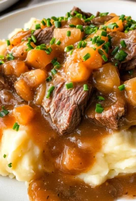 Fall Apple Cider Stew over Mashed Potatoes