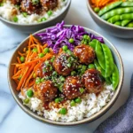 Teriyaki Chicken Meatballs and Rice Bowls