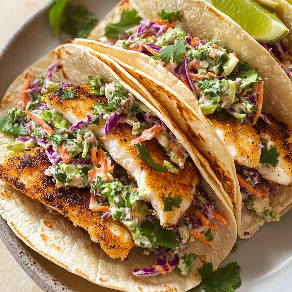 Air Fryer Fish Tacos with Cilantro Lime Slaw