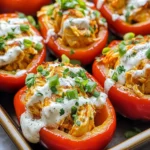 Buffalo Chicken Stuffed Peppers - Dairy Free & Low Carb