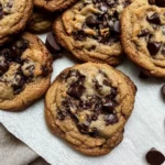 Gooey Bourbon Browned Butter Chocolate Chip Cookies