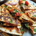 Mediterranean Quesadillas with Spinach, Feta, Mozzarella, and Red Onion
