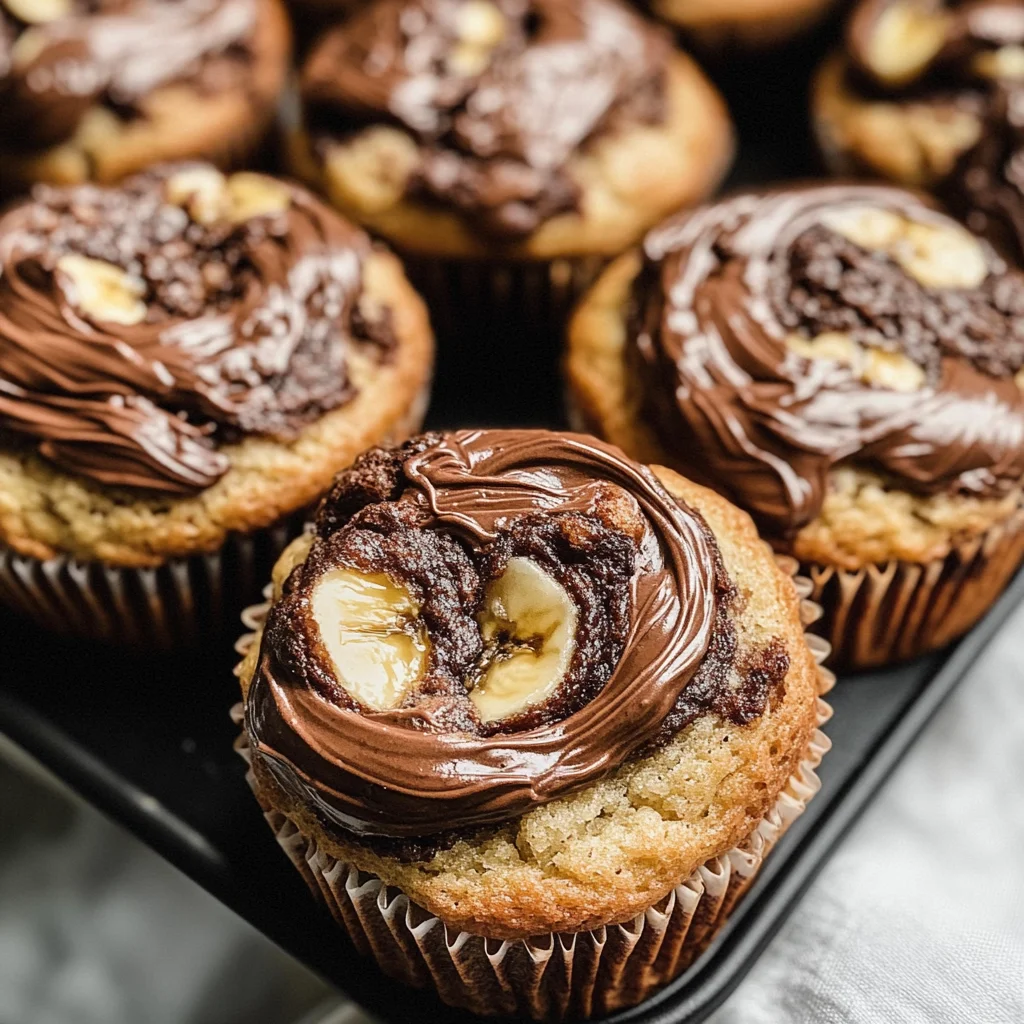 Nutella Swirled Banana Muffins