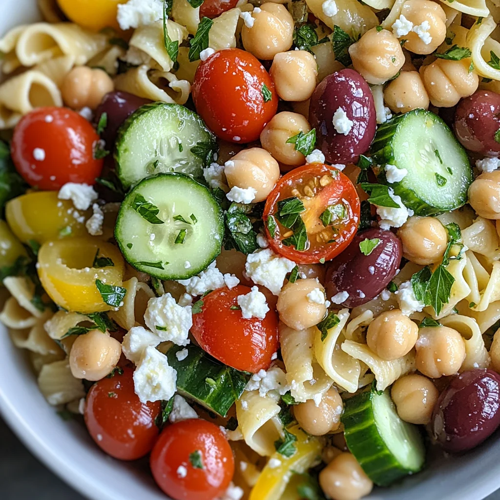 mediterranean chickpea pasta salad