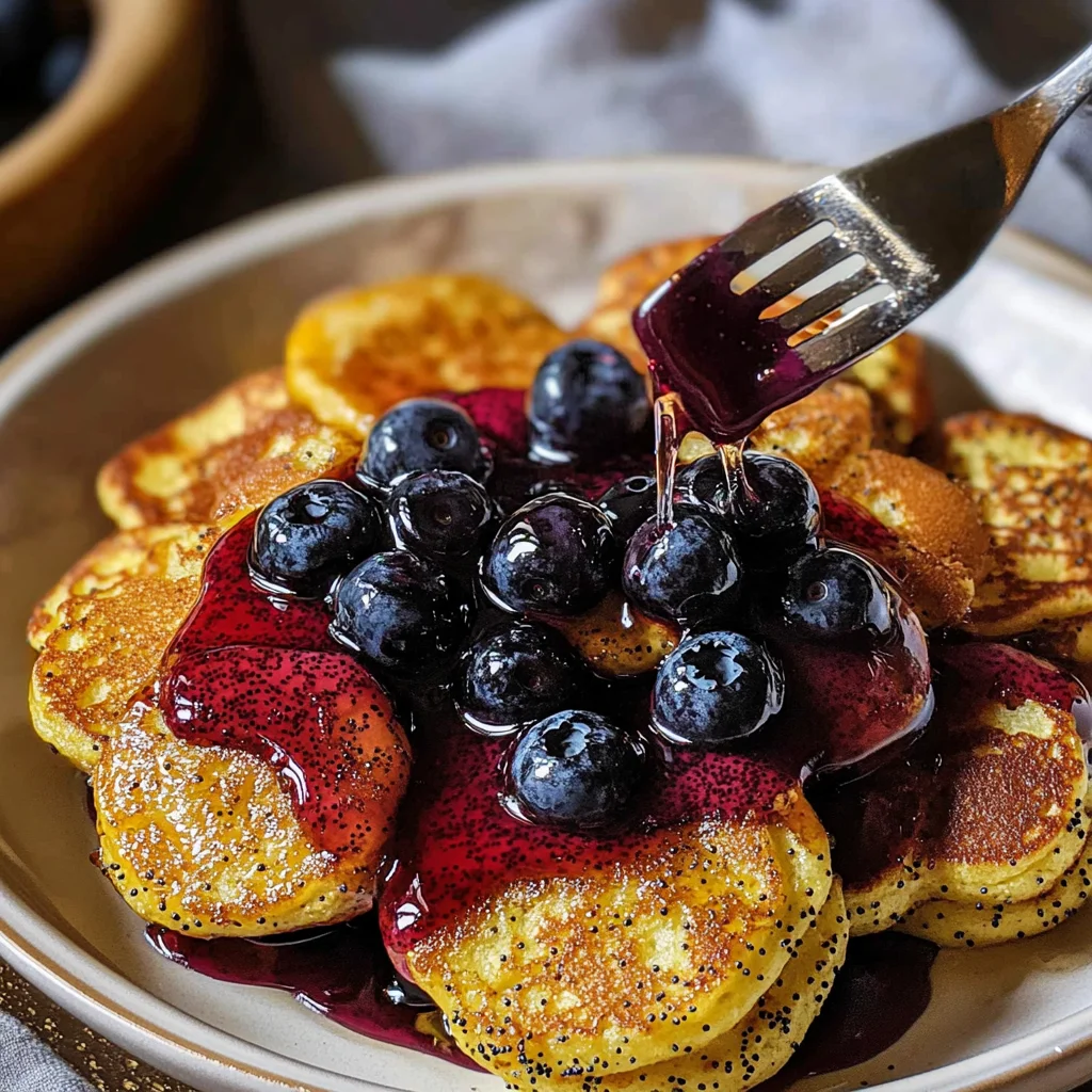 Blueberry Lemon Poppy Mini Pancakes