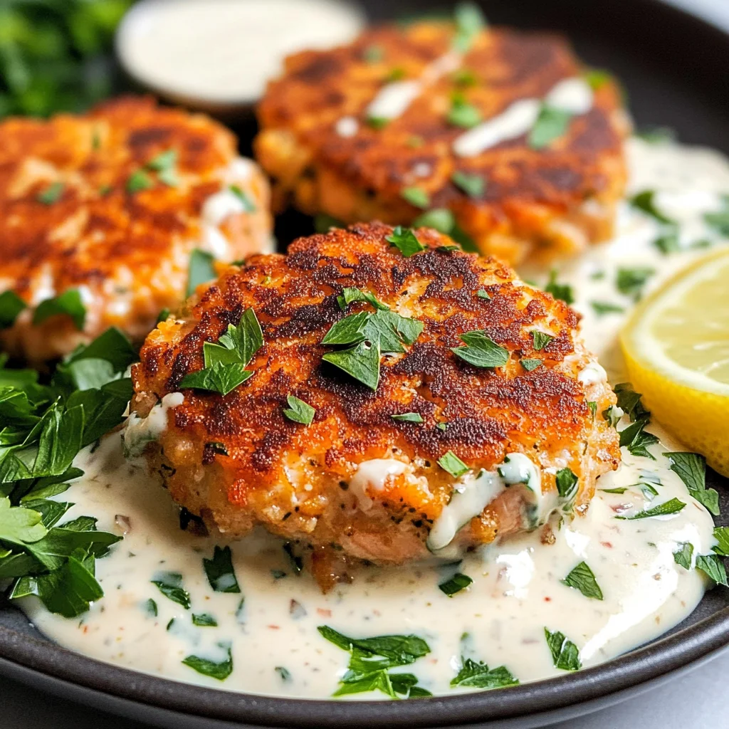 Easy Salmon Patties with Creamy Lemon-Garlic Sauce