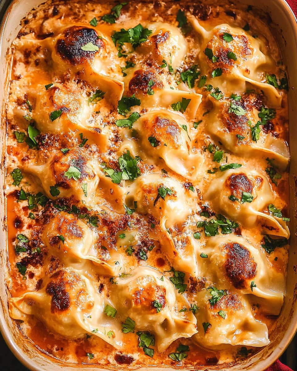 One Pan Baked Dumplings
