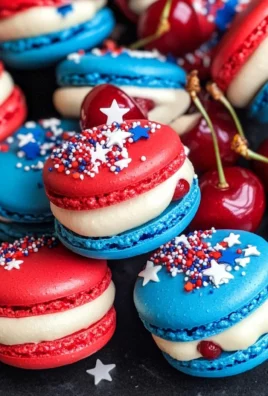 Red, White, & Blue Cherry Cheesecake Macarons